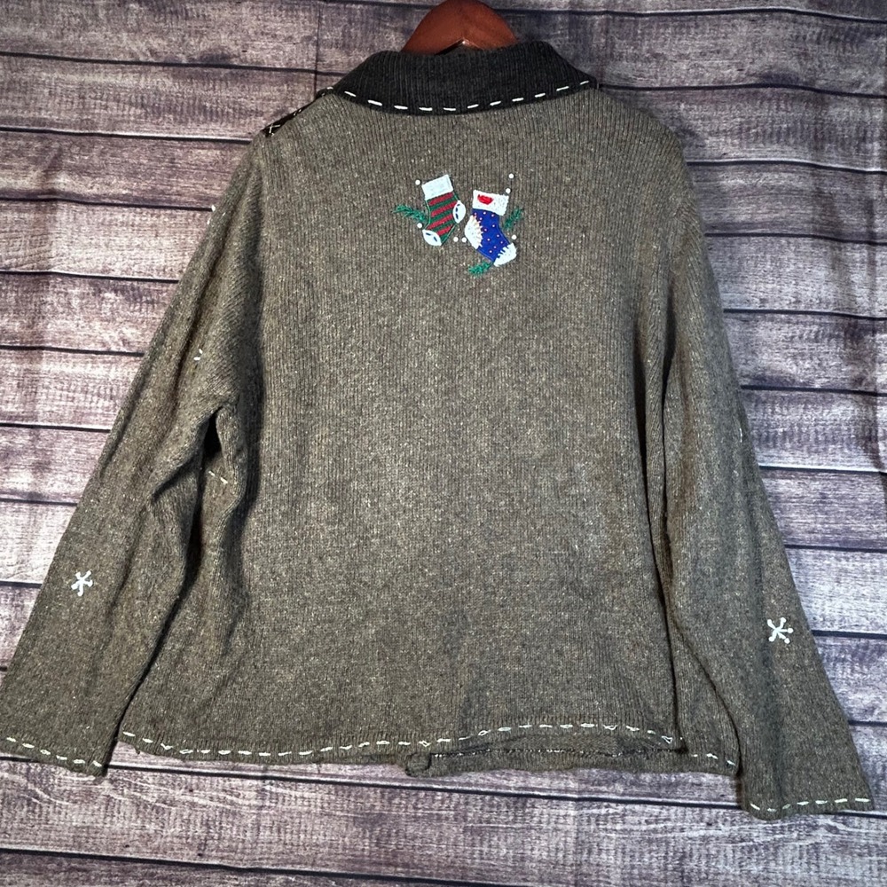 VTG Studio Joy Designers Snowman Ugly Christmas Snowman Sweater Cardigan 2X - Picture 8 of 12